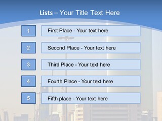 A Powerpoint Presentation With A Cityscape In The Background PowerPoint Template
