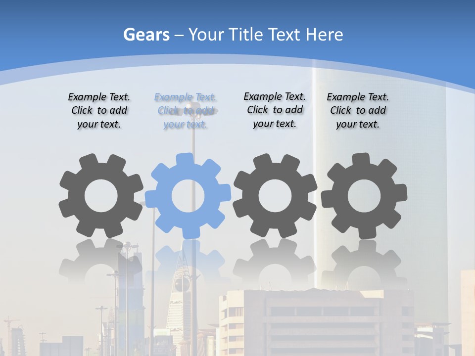 A Powerpoint Presentation With A Cityscape In The Background PowerPoint Template