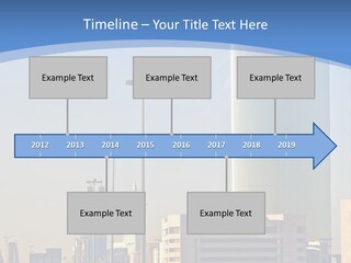 A Powerpoint Presentation With A Cityscape In The Background PowerPoint Template