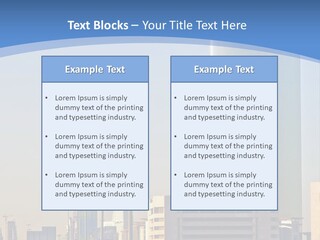 A Powerpoint Presentation With A Cityscape In The Background PowerPoint Template