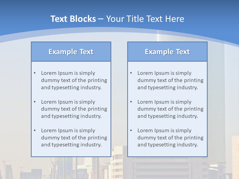 A Powerpoint Presentation With A Cityscape In The Background PowerPoint Template