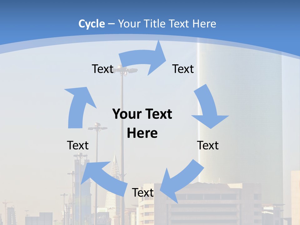 A Powerpoint Presentation With A Cityscape In The Background PowerPoint Template