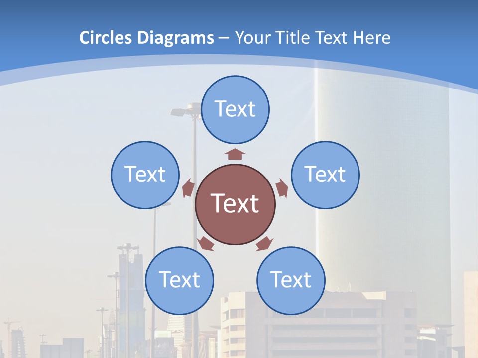 A Powerpoint Presentation With A Cityscape In The Background PowerPoint Template