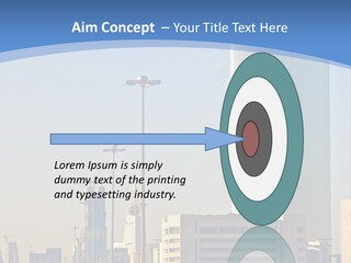 A Powerpoint Presentation With A Cityscape In The Background PowerPoint Template