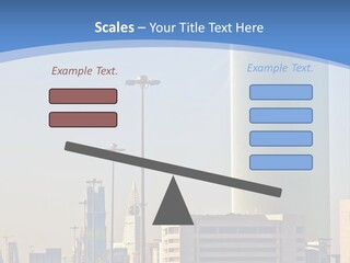 A Powerpoint Presentation With A Cityscape In The Background PowerPoint Template