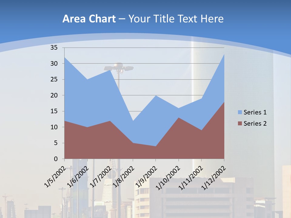 A Powerpoint Presentation With A Cityscape In The Background PowerPoint Template
