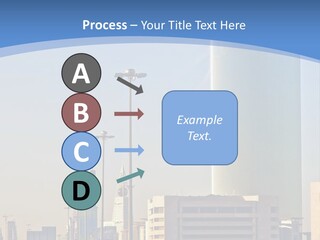 A Powerpoint Presentation With A Cityscape In The Background PowerPoint Template