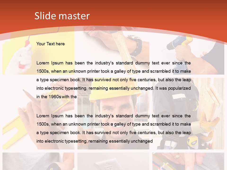 A Man In A Hard Hat Holding A Hammer PowerPoint Template