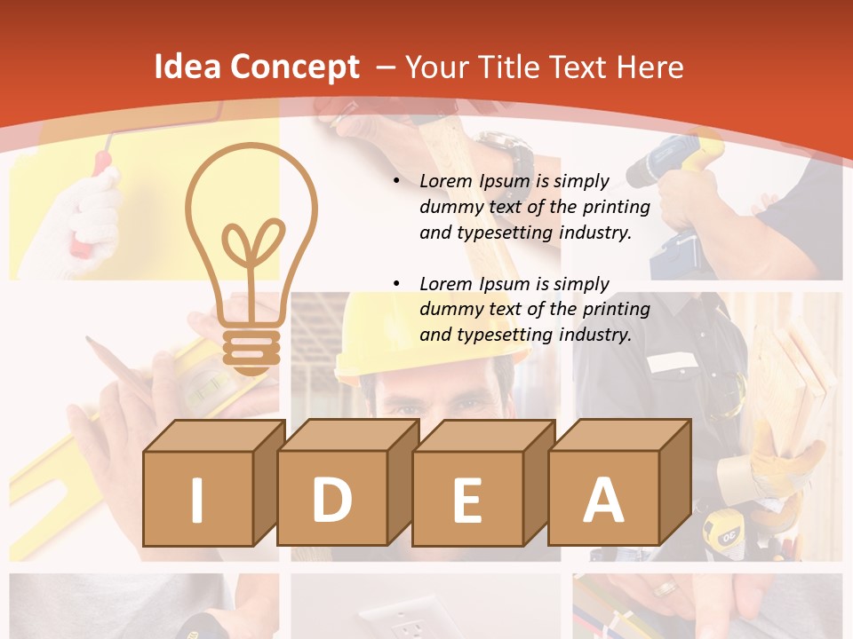 A Man In A Hard Hat Holding A Hammer PowerPoint Template