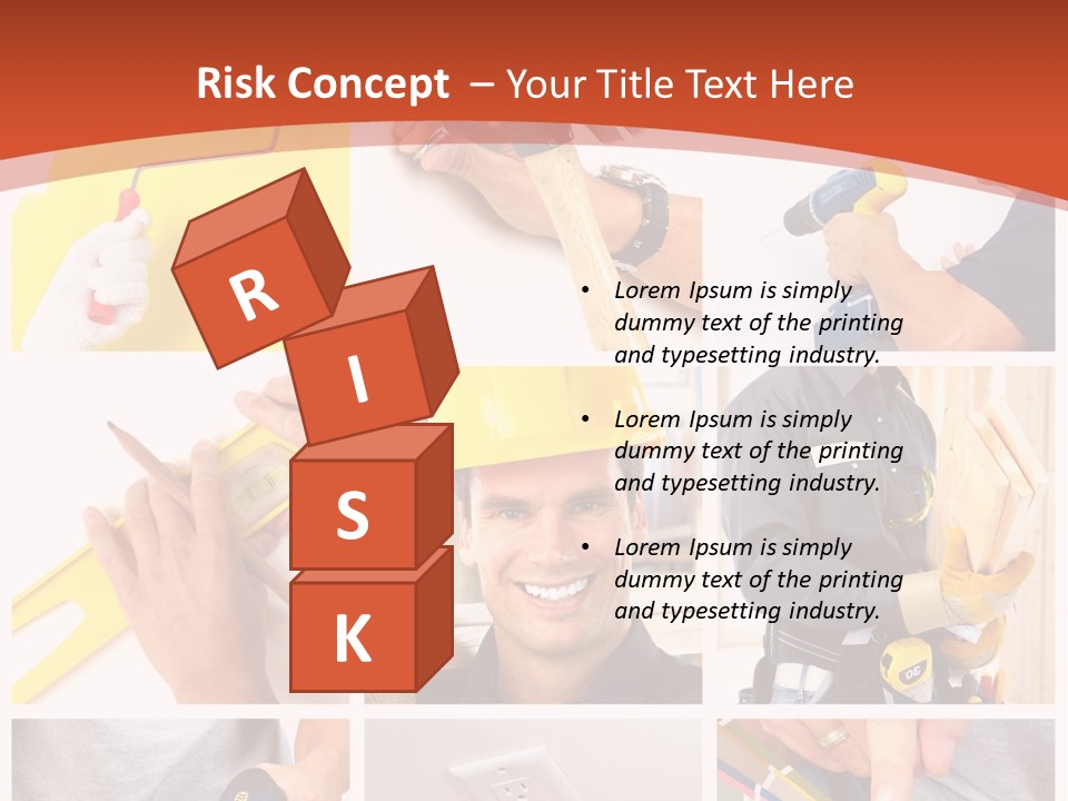 A Man In A Hard Hat Holding A Hammer PowerPoint Template