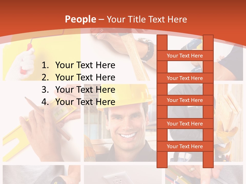 A Man In A Hard Hat Holding A Hammer PowerPoint Template