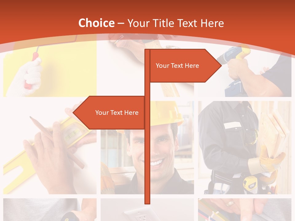 A Man In A Hard Hat Holding A Hammer PowerPoint Template