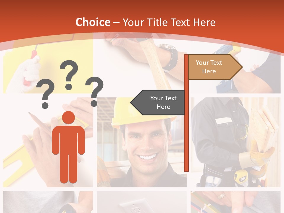 A Man In A Hard Hat Holding A Hammer PowerPoint Template