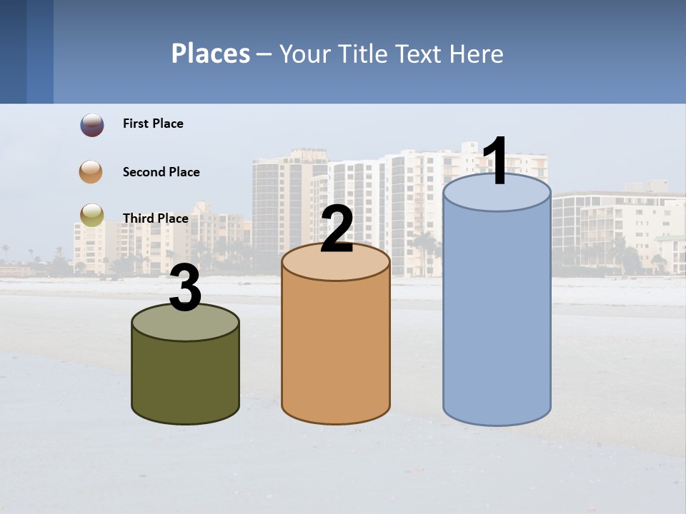 A Beach With A Building In The Background PowerPoint Template