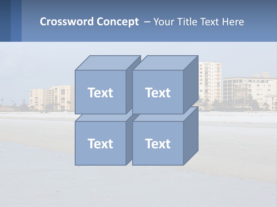 A Beach With A Building In The Background PowerPoint Template