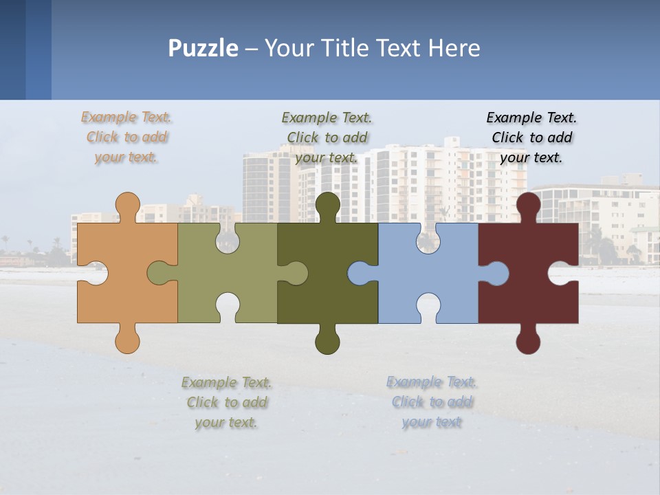 A Beach With A Building In The Background PowerPoint Template