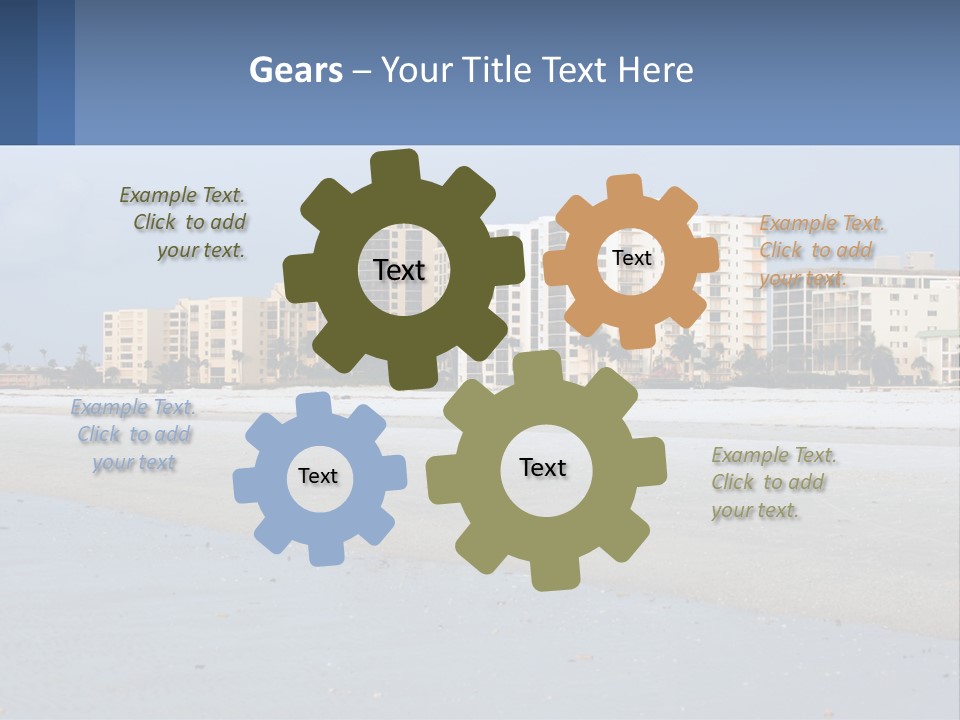 A Beach With A Building In The Background PowerPoint Template