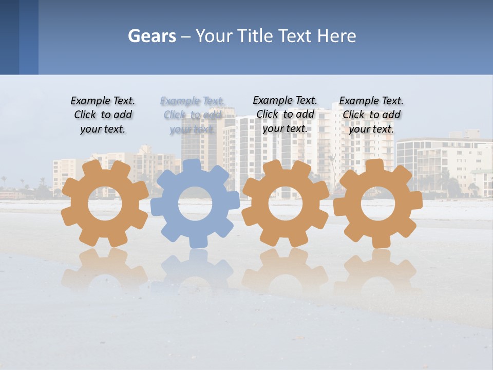 A Beach With A Building In The Background PowerPoint Template