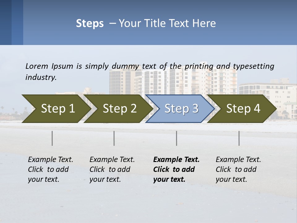A Beach With A Building In The Background PowerPoint Template