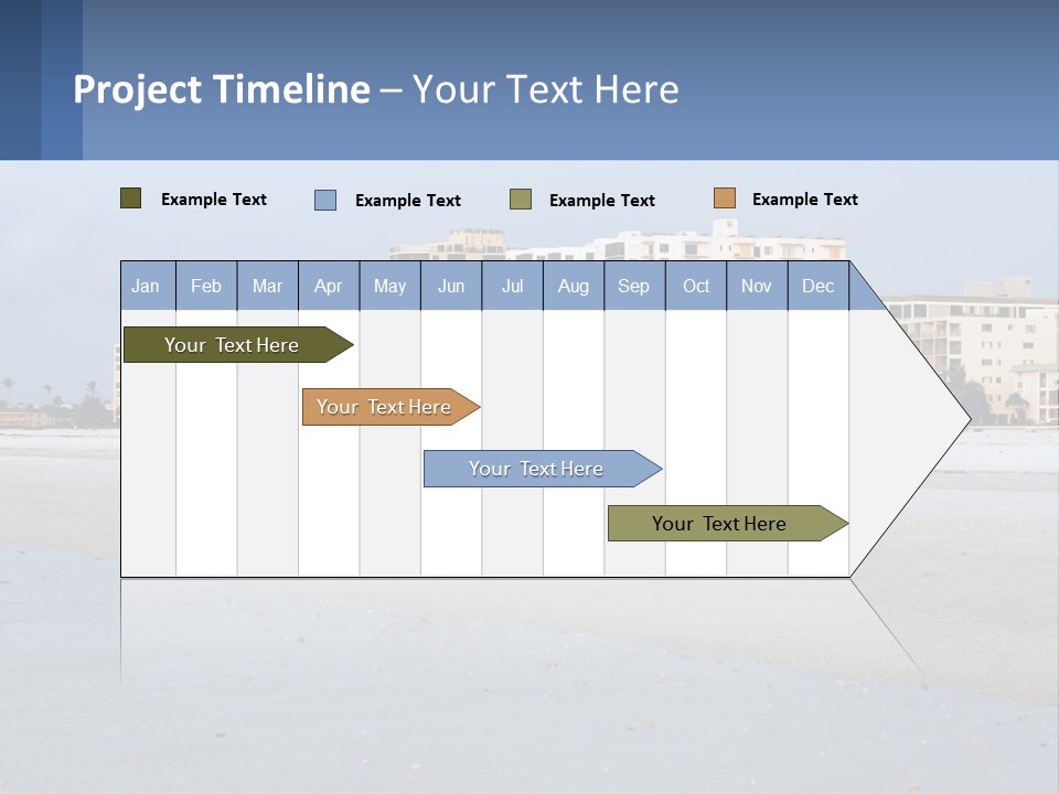 A Beach With A Building In The Background PowerPoint Template