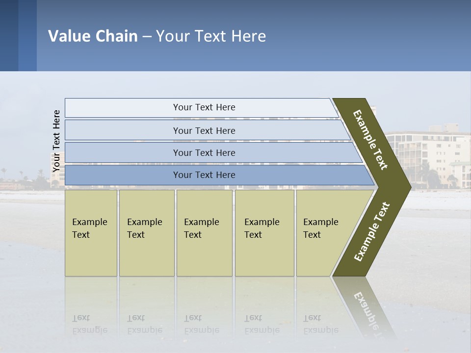 A Beach With A Building In The Background PowerPoint Template