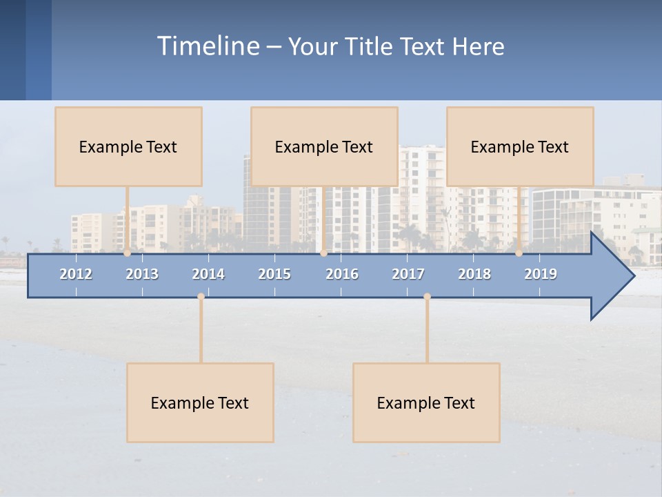 A Beach With A Building In The Background PowerPoint Template