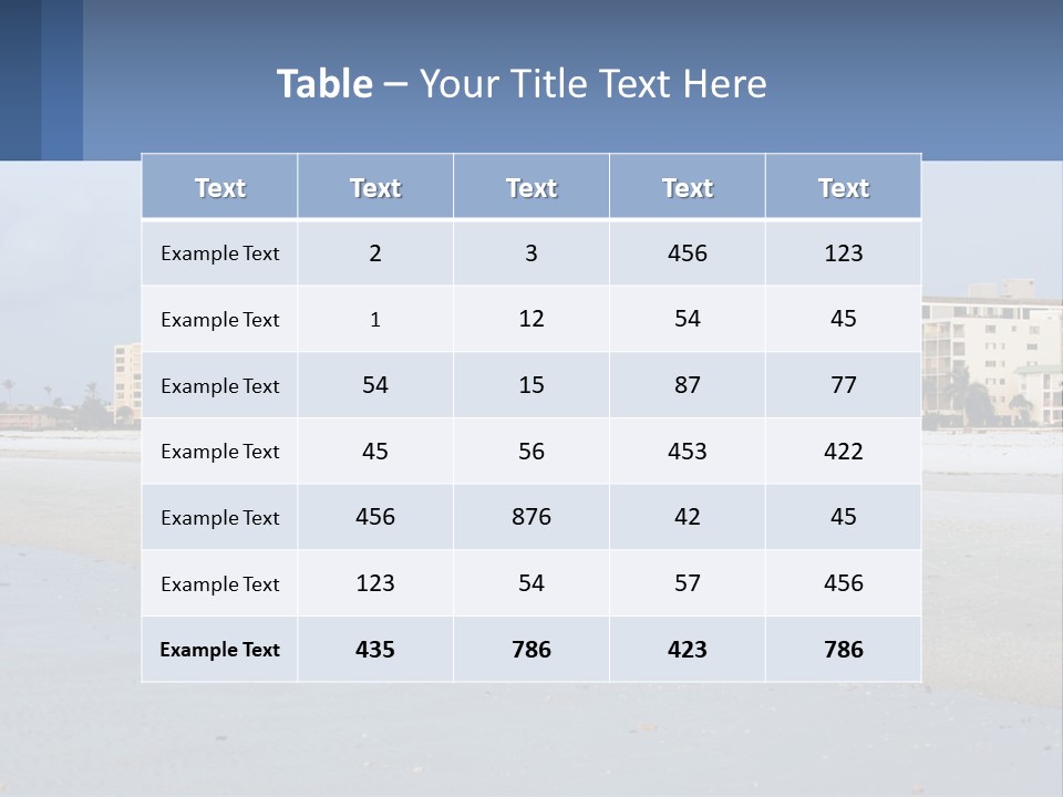 A Beach With A Building In The Background PowerPoint Template