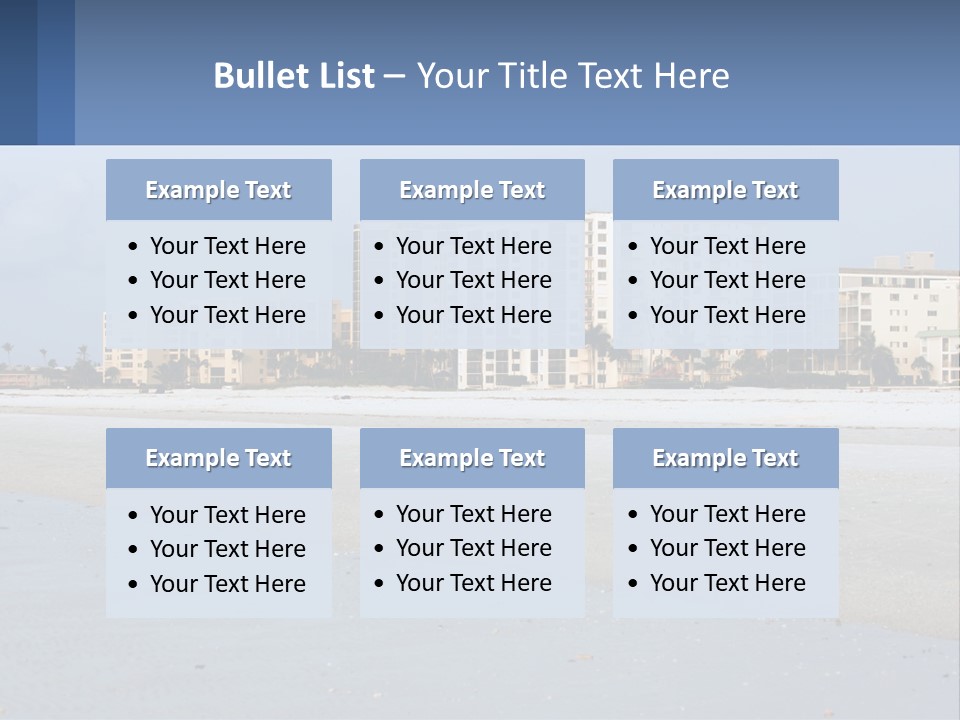 A Beach With A Building In The Background PowerPoint Template