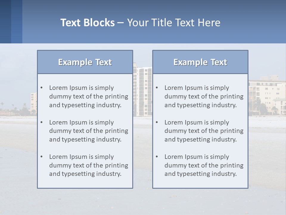 A Beach With A Building In The Background PowerPoint Template