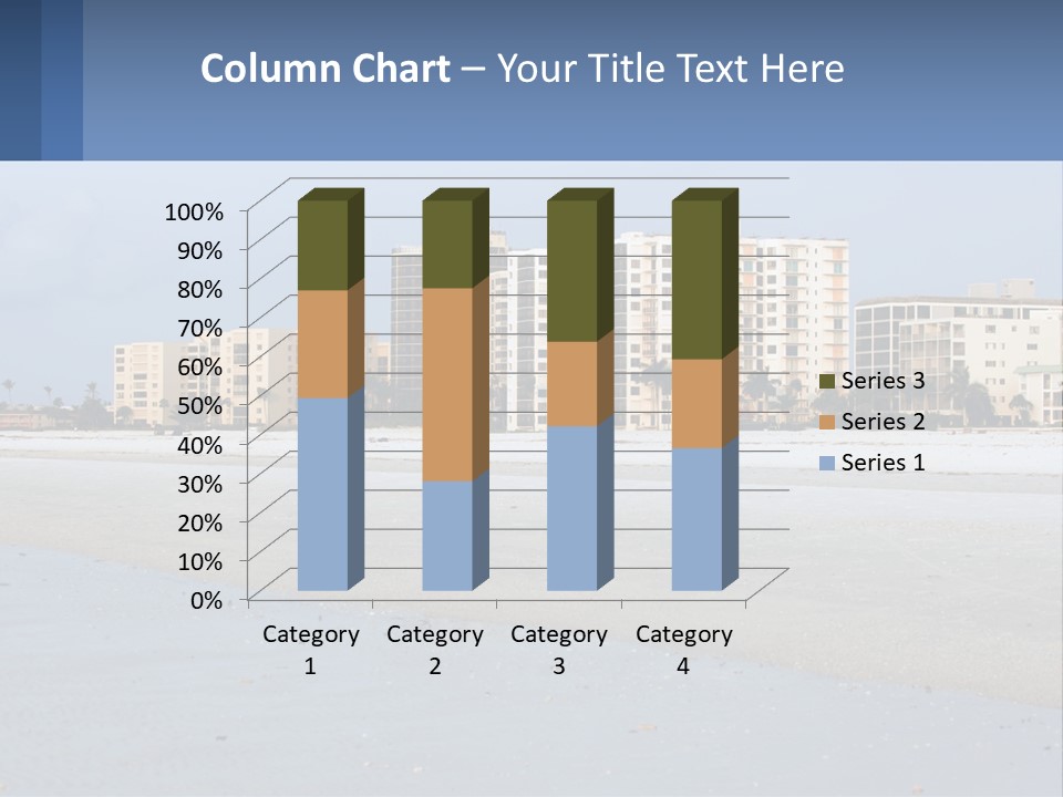 A Beach With A Building In The Background PowerPoint Template