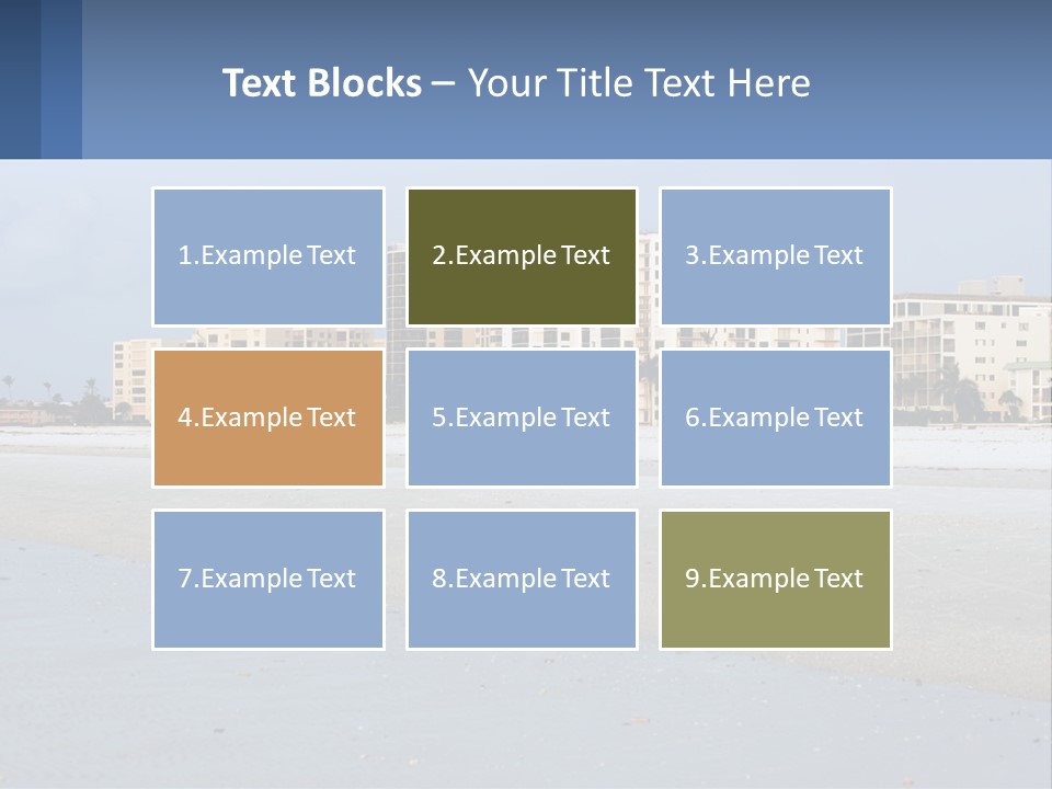 A Beach With A Building In The Background PowerPoint Template