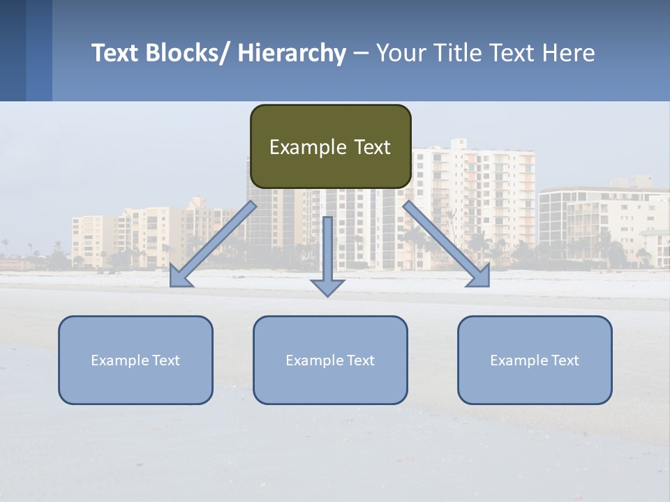 A Beach With A Building In The Background PowerPoint Template