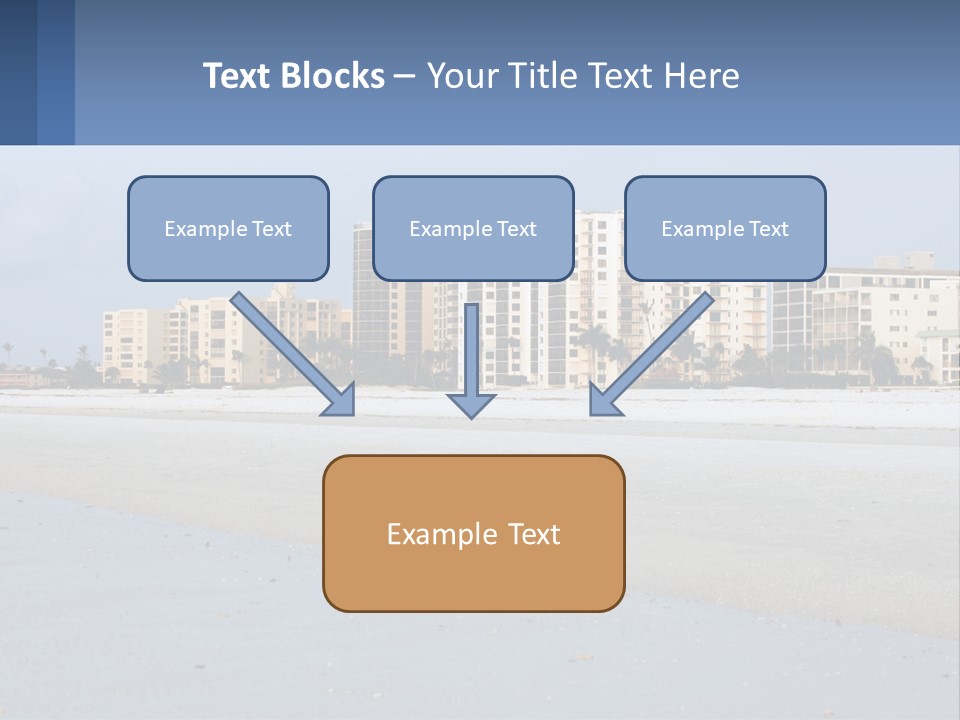 A Beach With A Building In The Background PowerPoint Template