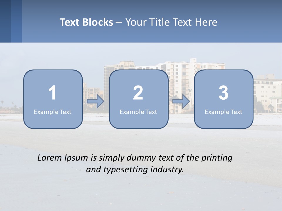 A Beach With A Building In The Background PowerPoint Template