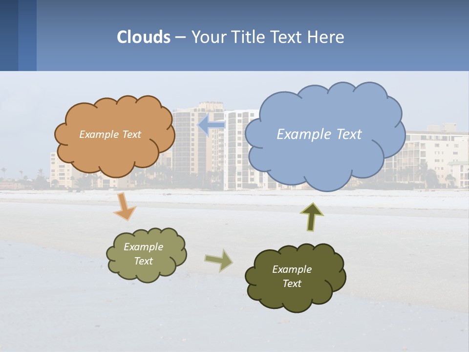 A Beach With A Building In The Background PowerPoint Template