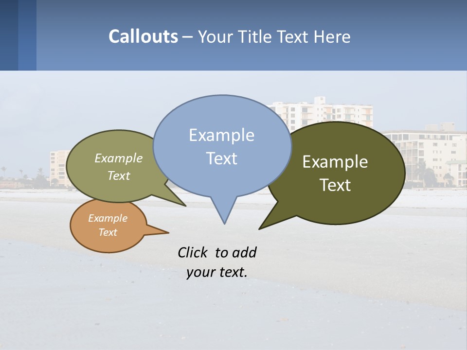 A Beach With A Building In The Background PowerPoint Template