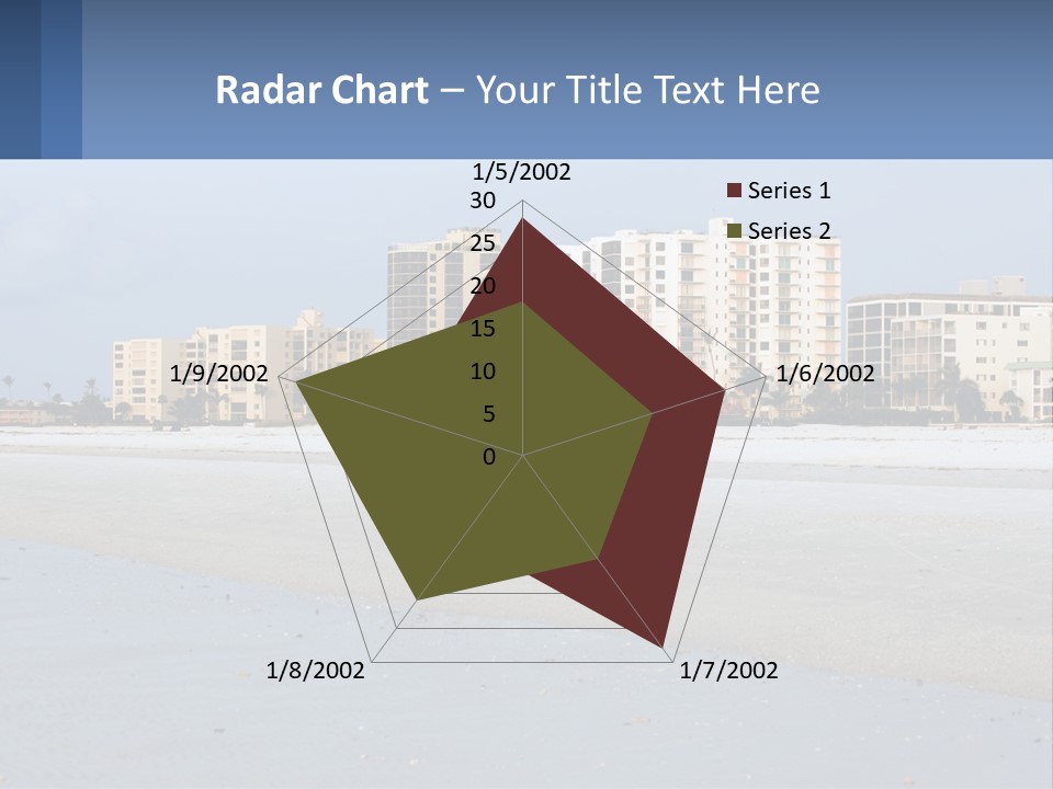 A Beach With A Building In The Background PowerPoint Template