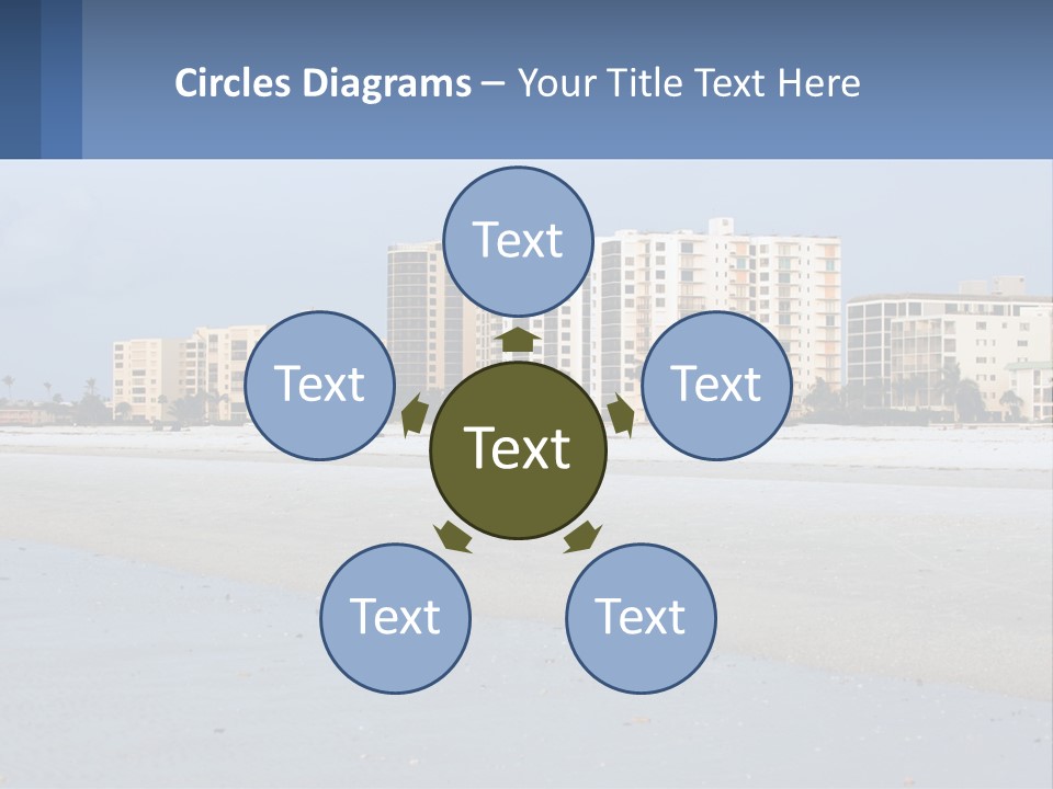 A Beach With A Building In The Background PowerPoint Template