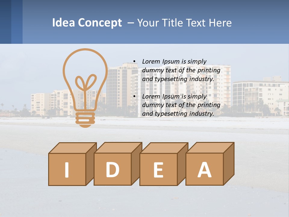 A Beach With A Building In The Background PowerPoint Template