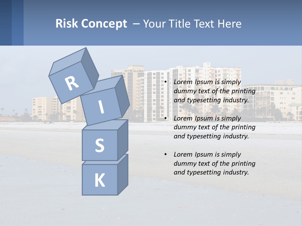 A Beach With A Building In The Background PowerPoint Template