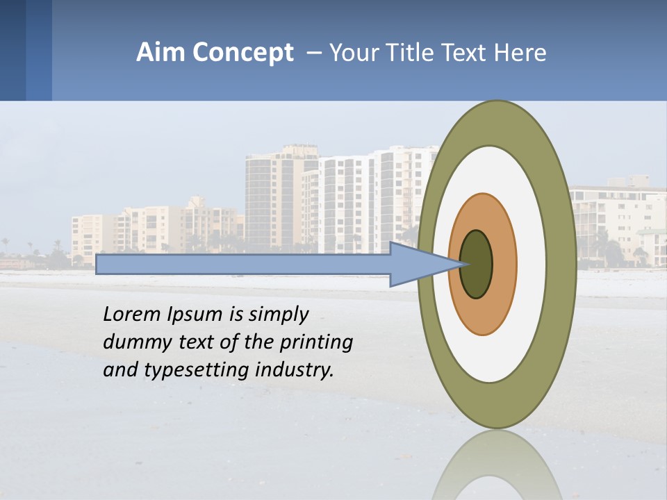 A Beach With A Building In The Background PowerPoint Template