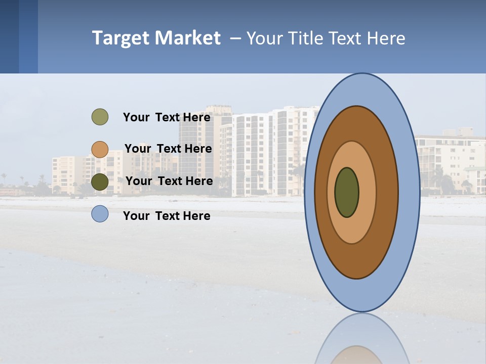 A Beach With A Building In The Background PowerPoint Template