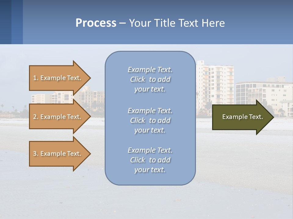 A Beach With A Building In The Background PowerPoint Template