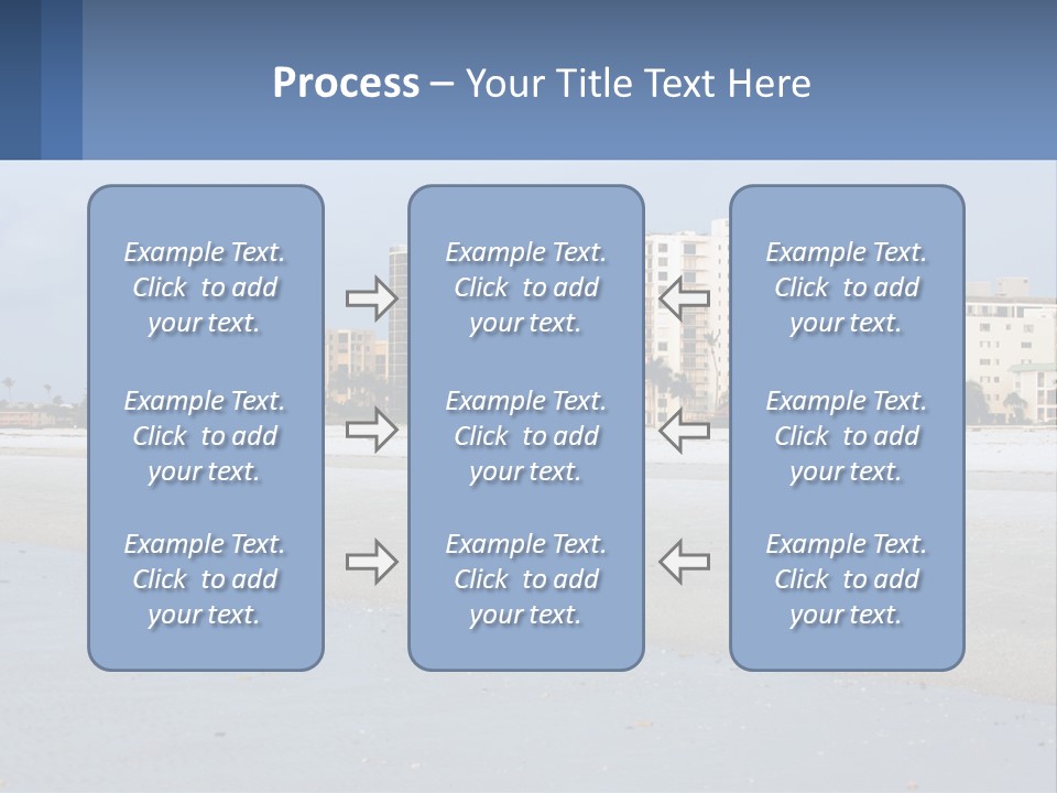 A Beach With A Building In The Background PowerPoint Template