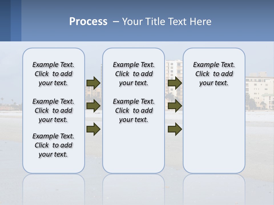 A Beach With A Building In The Background PowerPoint Template
