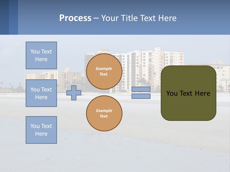 A Beach With A Building In The Background PowerPoint Template