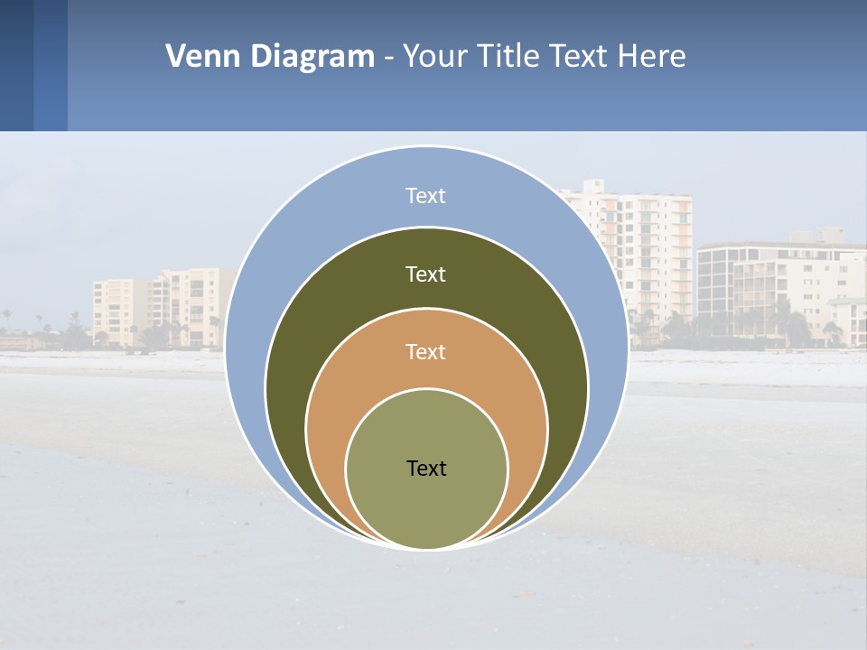 A Beach With A Building In The Background PowerPoint Template