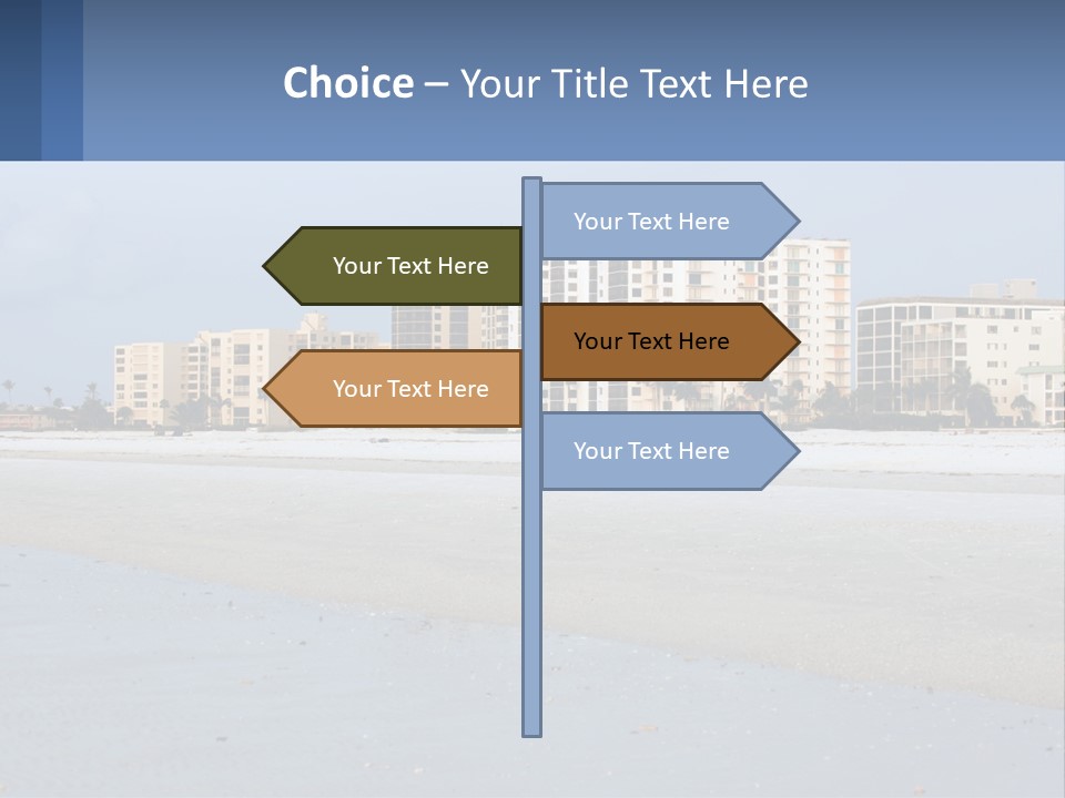 A Beach With A Building In The Background PowerPoint Template