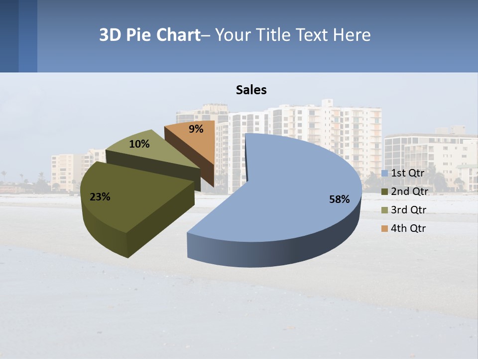 A Beach With A Building In The Background PowerPoint Template