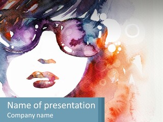 A Watercolor Painting Of A Woman Wearing Sunglasses PowerPoint Template